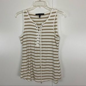 White House Black‎ Market Striped Lace Front Tank Top Small
